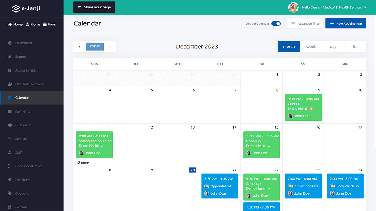 Calendar overview