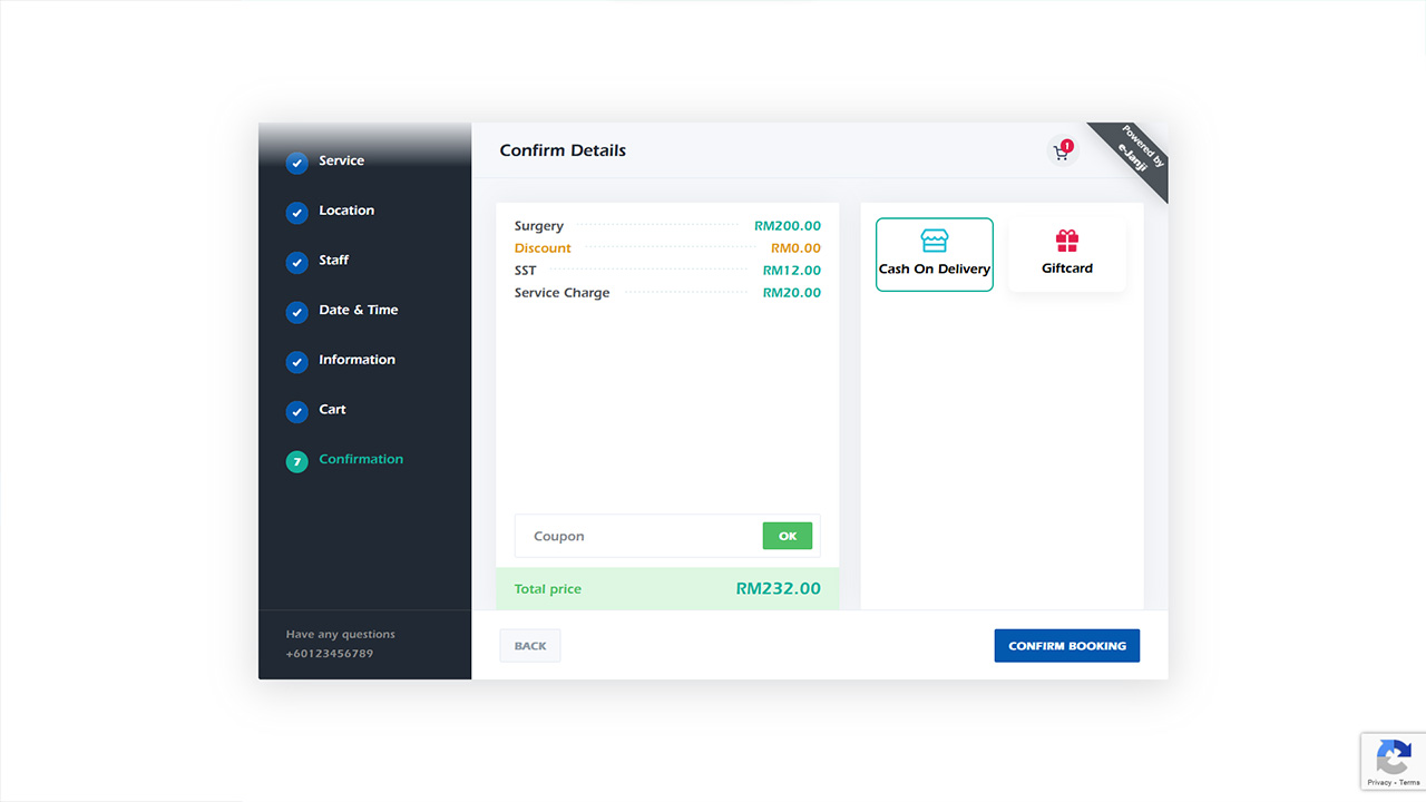 Booking confirmation tax