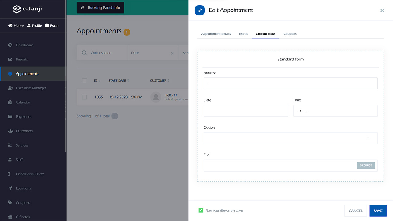 Edit custom form