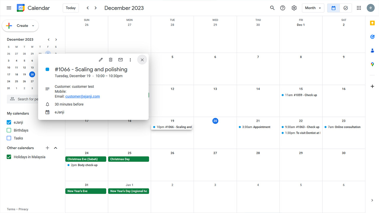 Google calendar overview