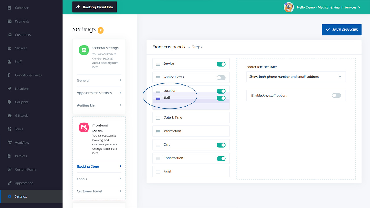 Reorder booking steps