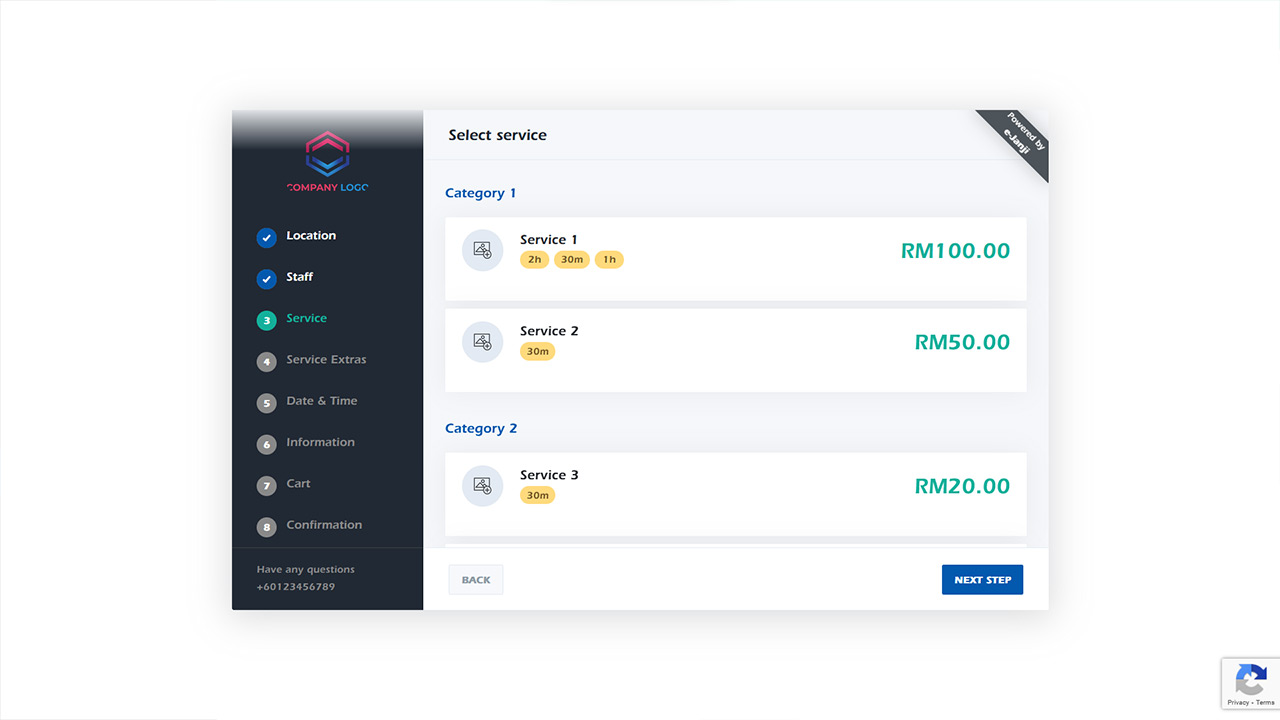 Booking multi categories