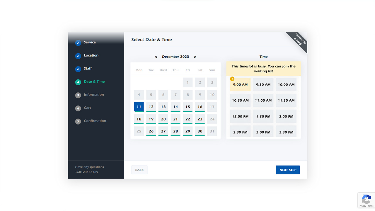 Waiting list busy slot