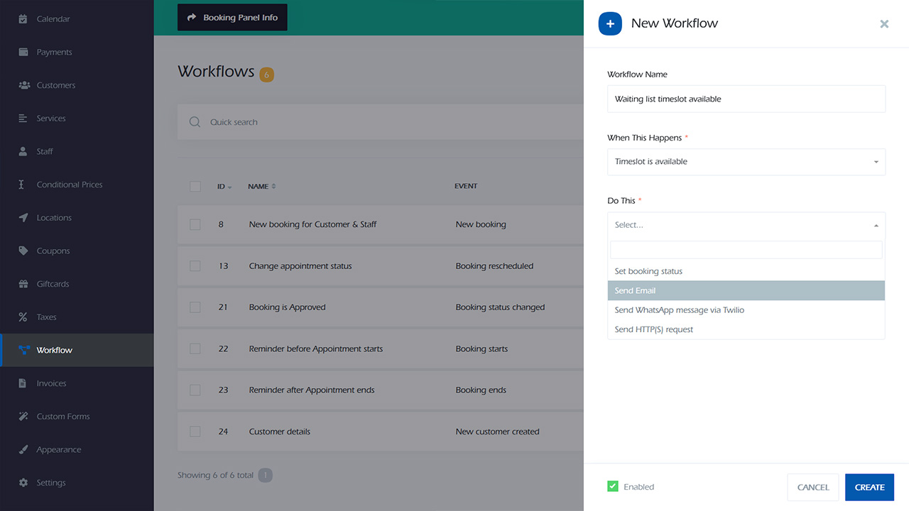 Waiting list workflow