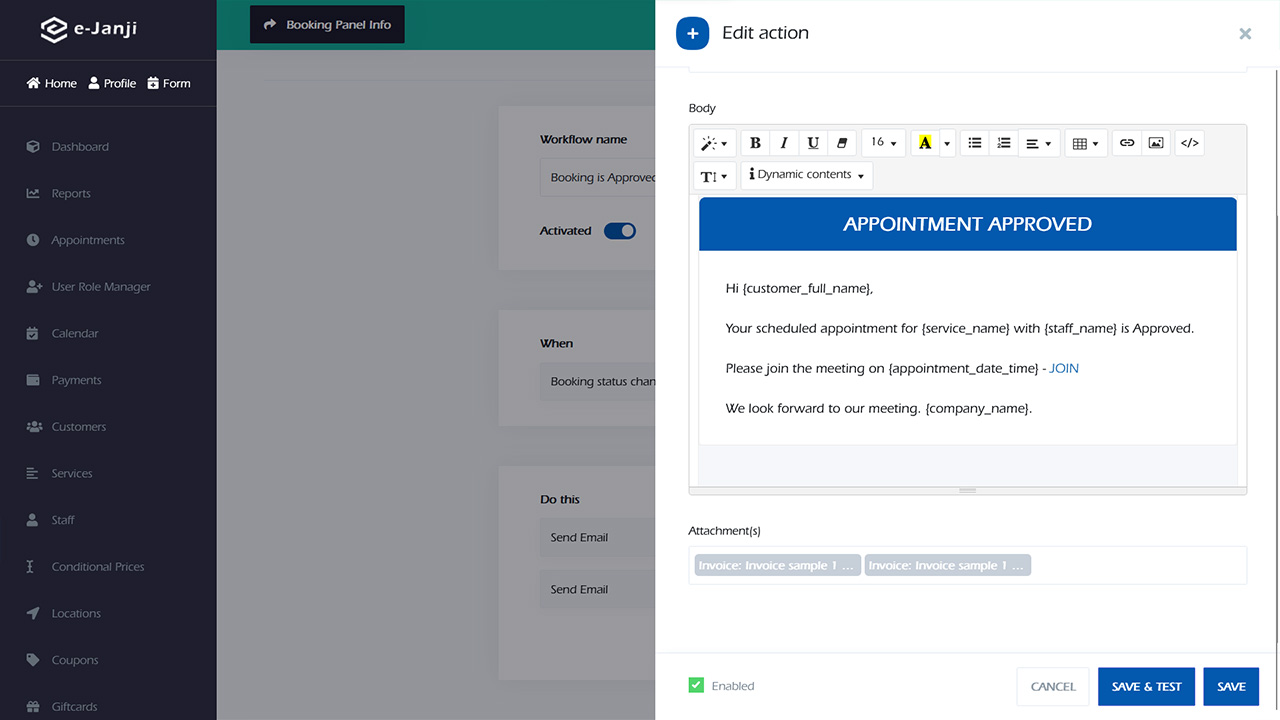 Workflow invoice