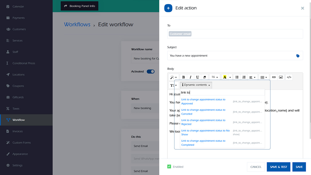 Workflow change status