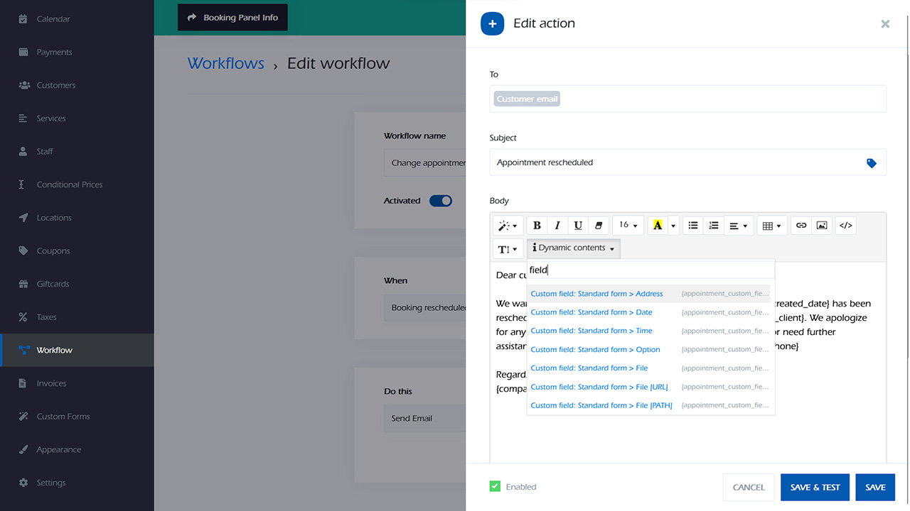 Workflow custom field